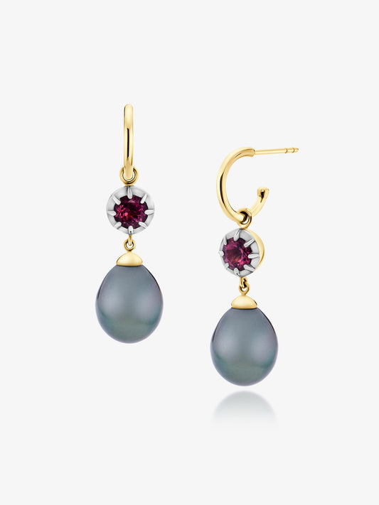 1.10ct Tourmaline, Tahitian Pearl Oyster Earrings