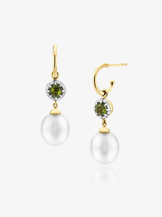 1.20ct Peridot, South Sea Pearl Oyster Earrings
